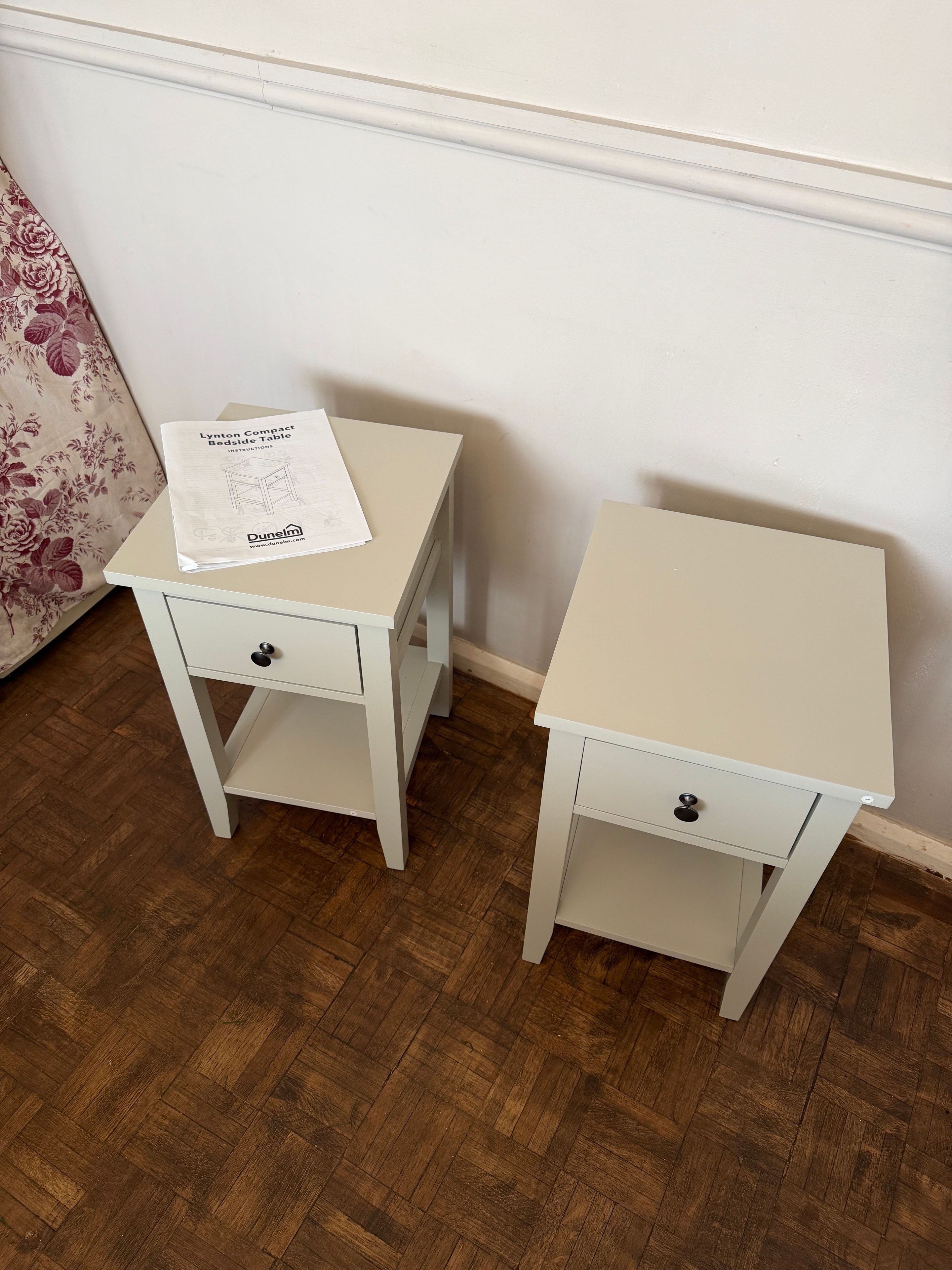 Pair of matching bedside tables assembled
